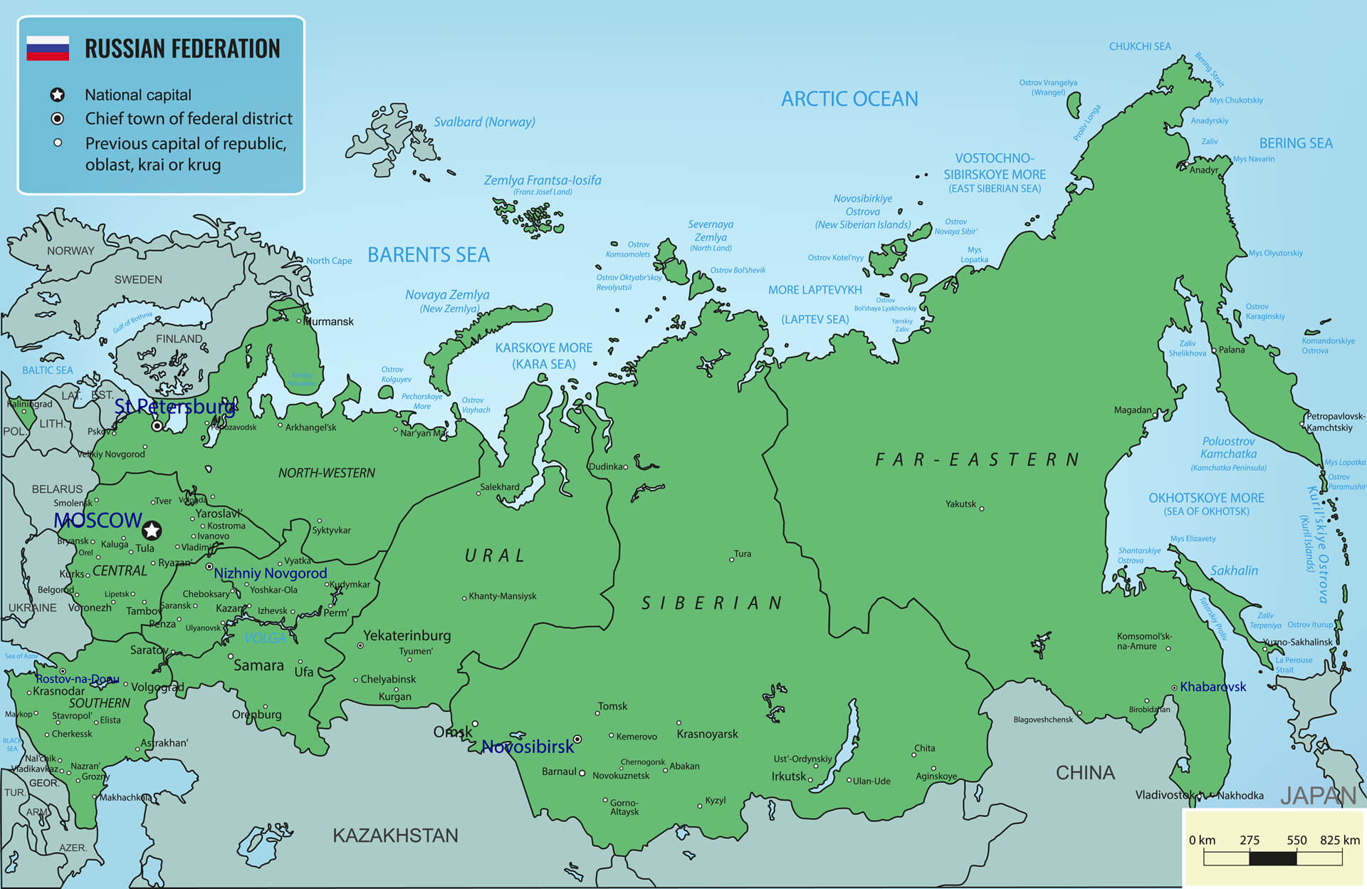 Russian Federation Map with Territories